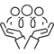 Open Hands with People Icon