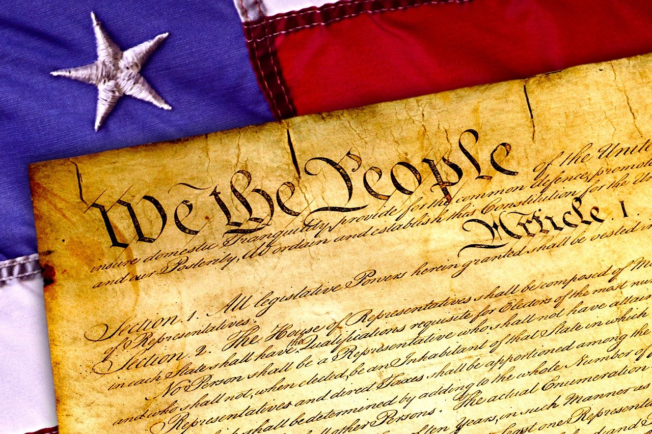 Close up graphic of the US Constitution.